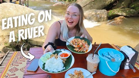 Eating Thai Food IN A RIVER in the THAI JUNGLE we went in an airplane cafe